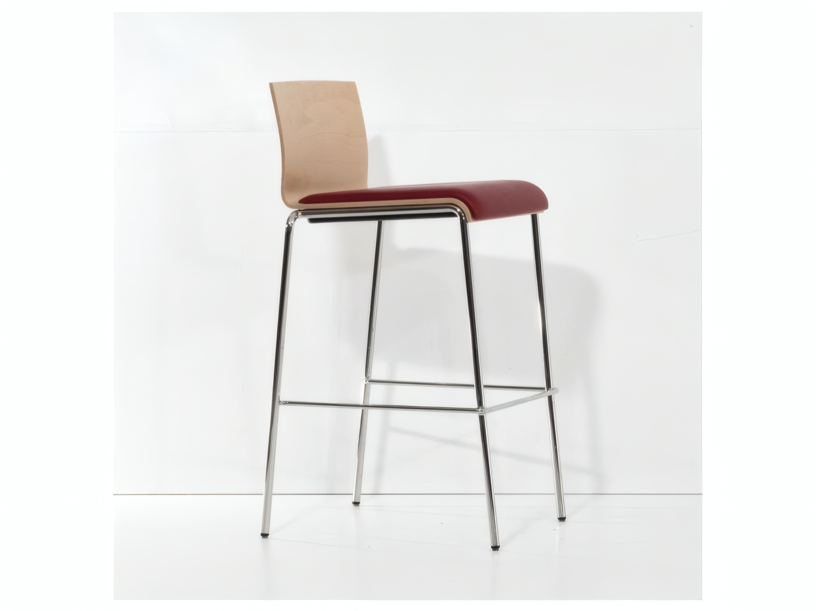 Dauphin Siamo Barhocker, Buche/Rubinrot, Chrom – Bild 2