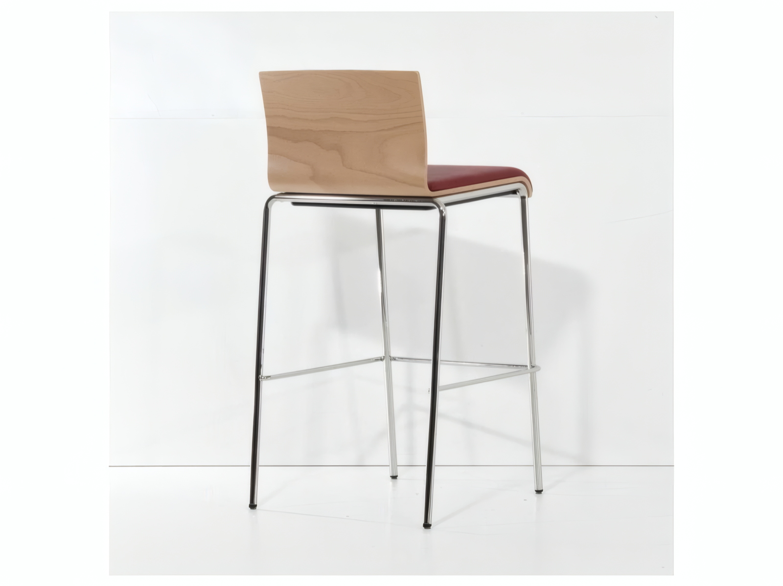 Dauphin Siamo Barhocker, Buche/Rubinrot, Chrom – Bild 4