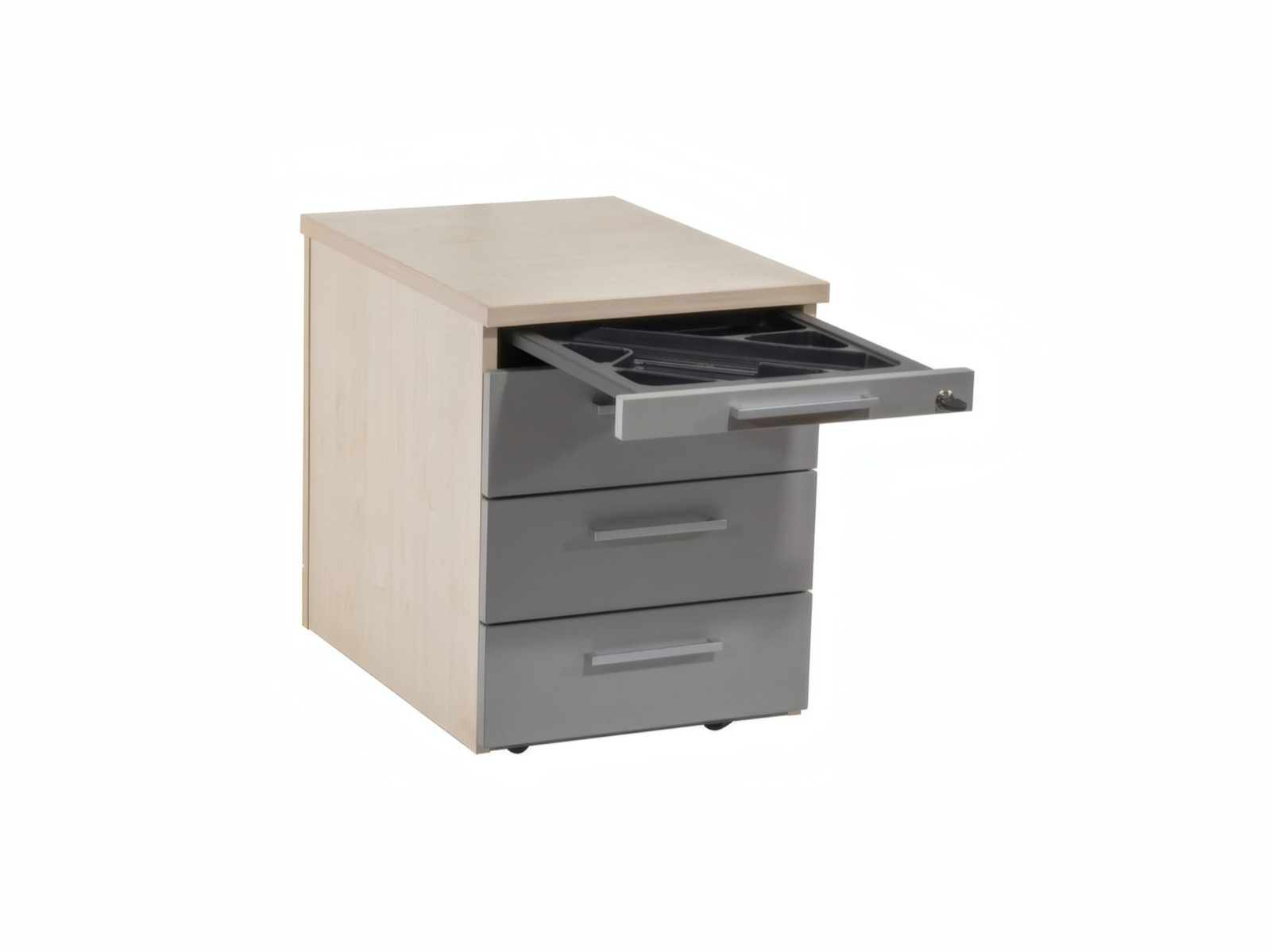 Palmberg Orga-Plus Rollcontainer 43,5×59×60, Ahorn/Silber – Bild 3